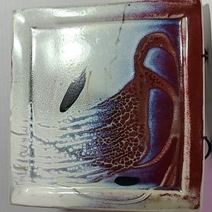 Handcrafted Ceramic  Decorative Plate with Abstract Design Signed 11"